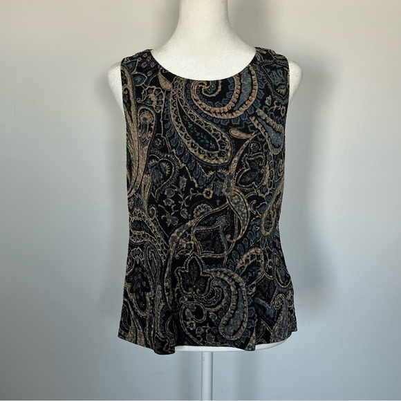 White‎ Stag Blue Metallic Paisley Sleeveless Tank Top Size L - Picture 5 of 6